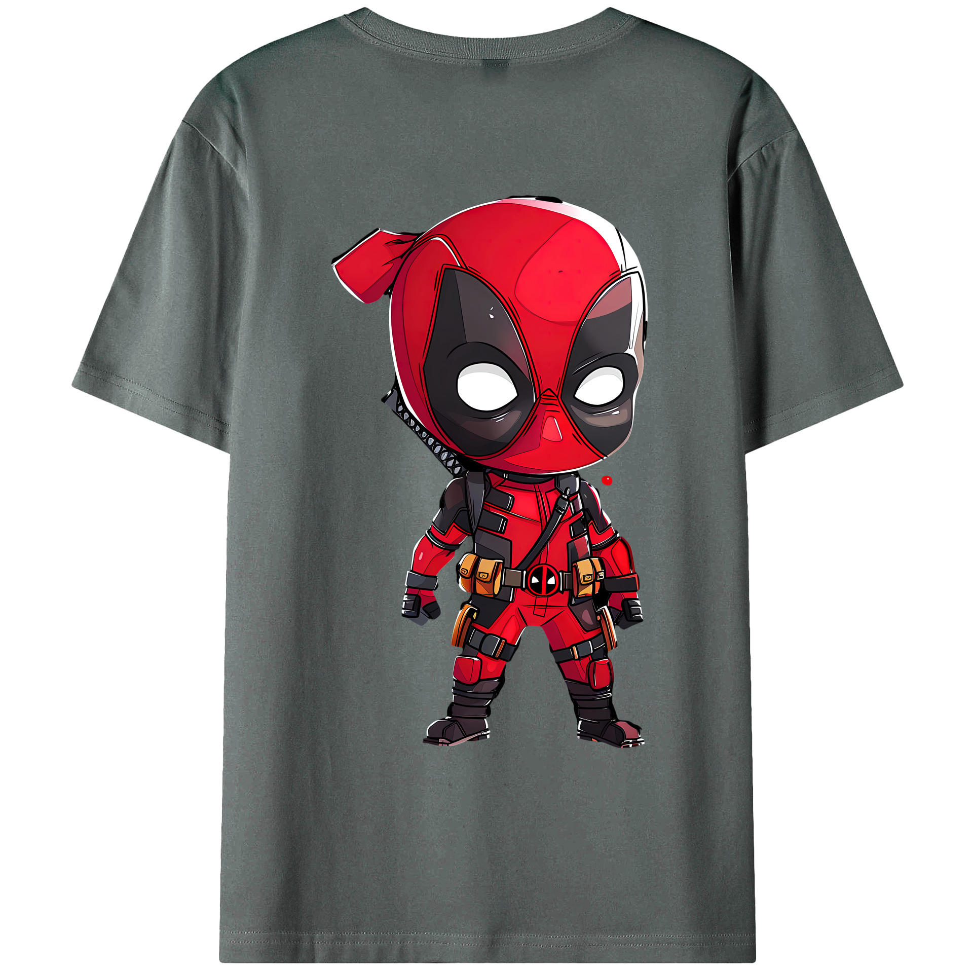 （画像用） Deadpool デッドプール 綿100％ メンズ半袖Tシャツ（バックプリント） 通気性